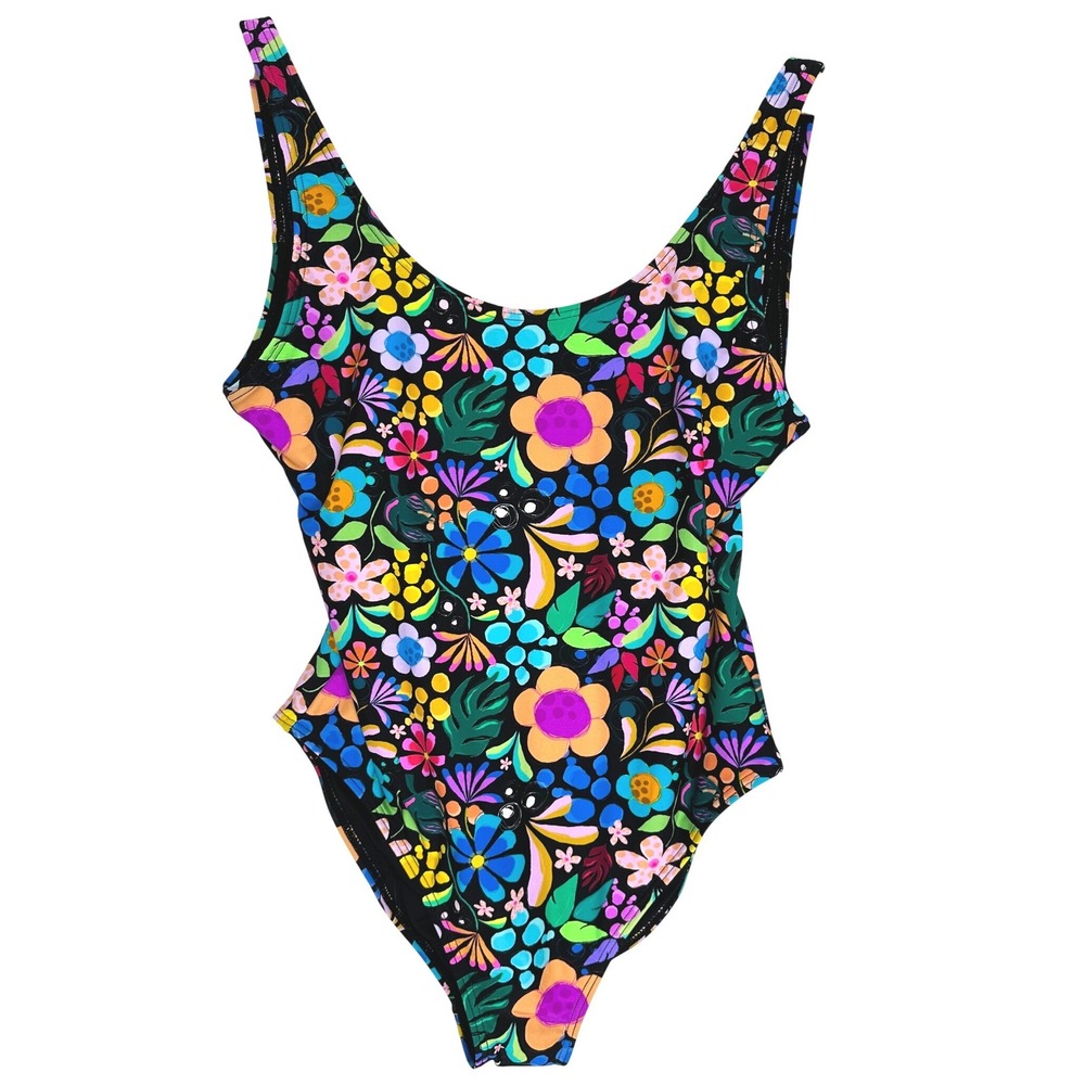 Infamous Swim x Kasey Rainbow Ginger One Piece Swimsuit Floral Black Large - Picture 3 of 11